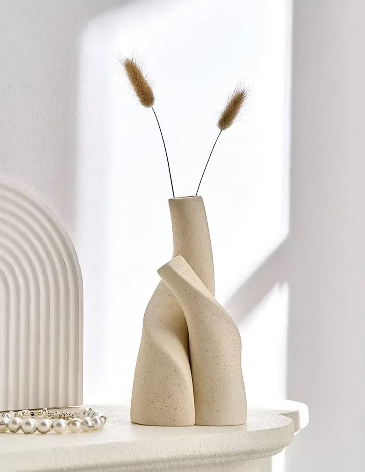 Beige Nordic Ceramic Vase 20 cm