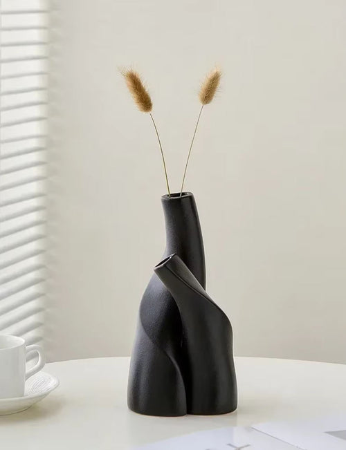 Black Nordic Ceramic Vase 20 cm