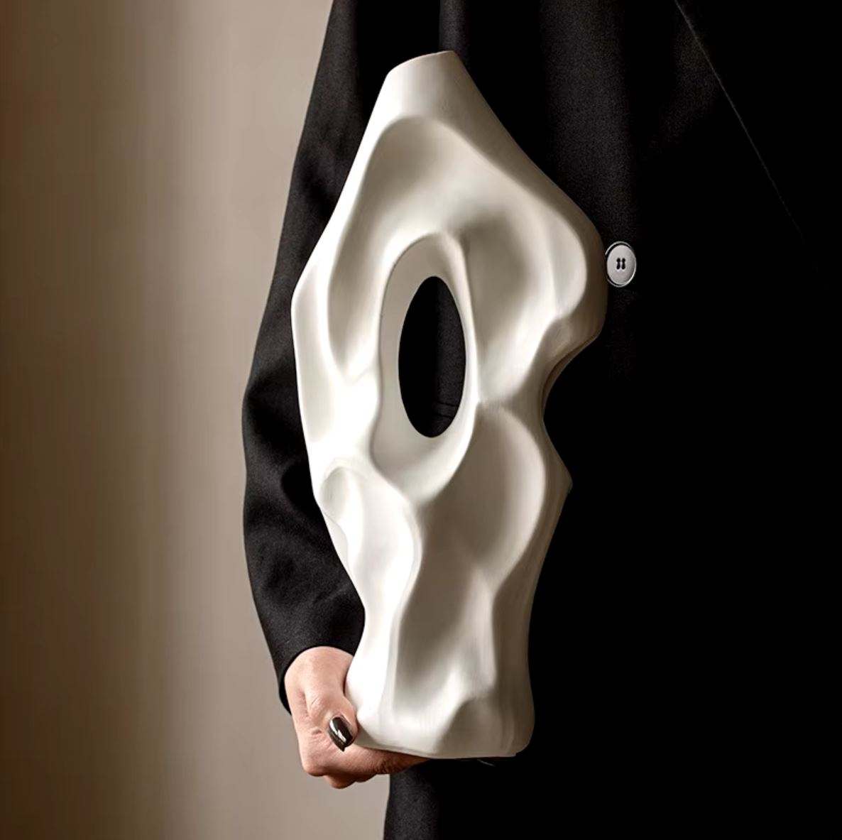 White Abstract Ceramic Vase 36 cm