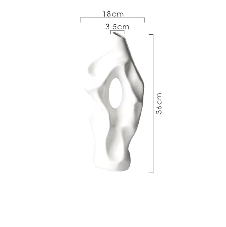 White Abstract Ceramic Vase 36 cm