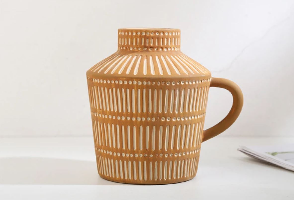 Antique Greek Ceramic Vase, Terracotta, 14 cm