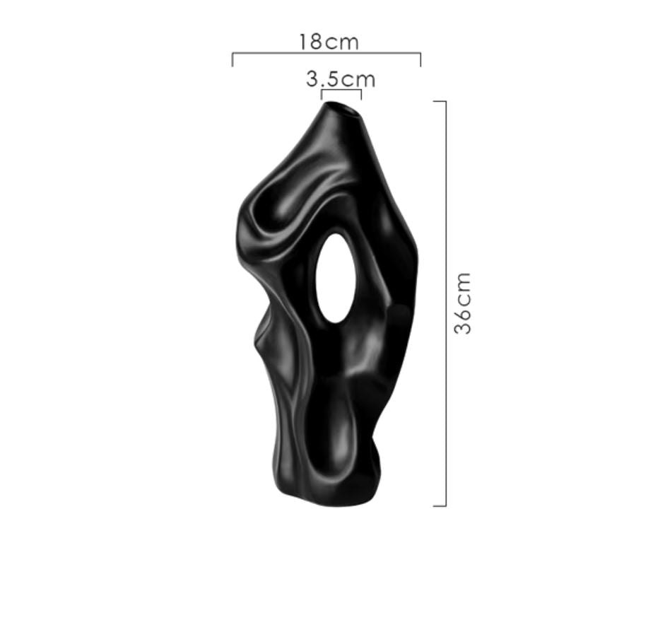 Black Abstract Ceramic Vase 36 cm